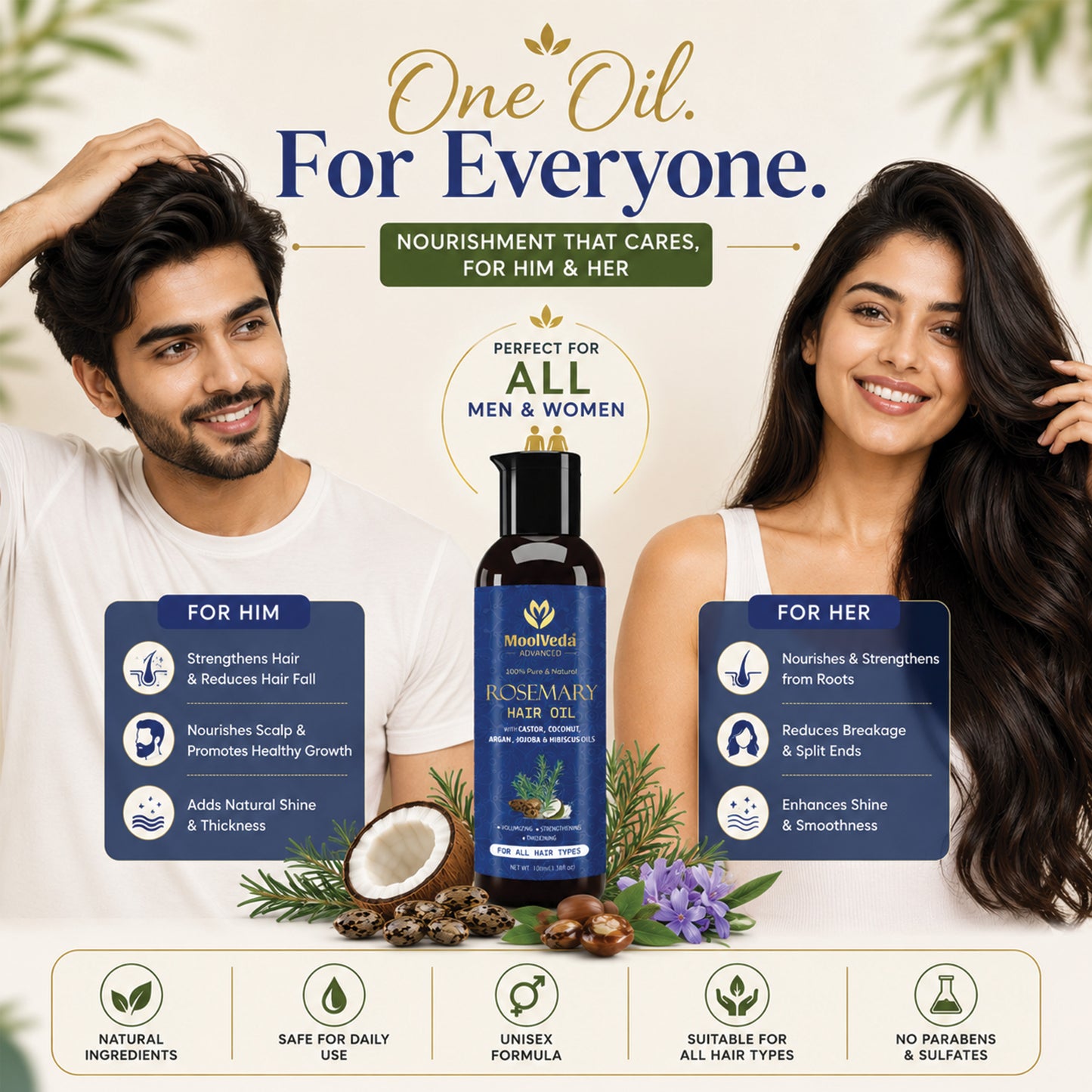 Moolveda Pure Rosemary Hair Oil-100ml