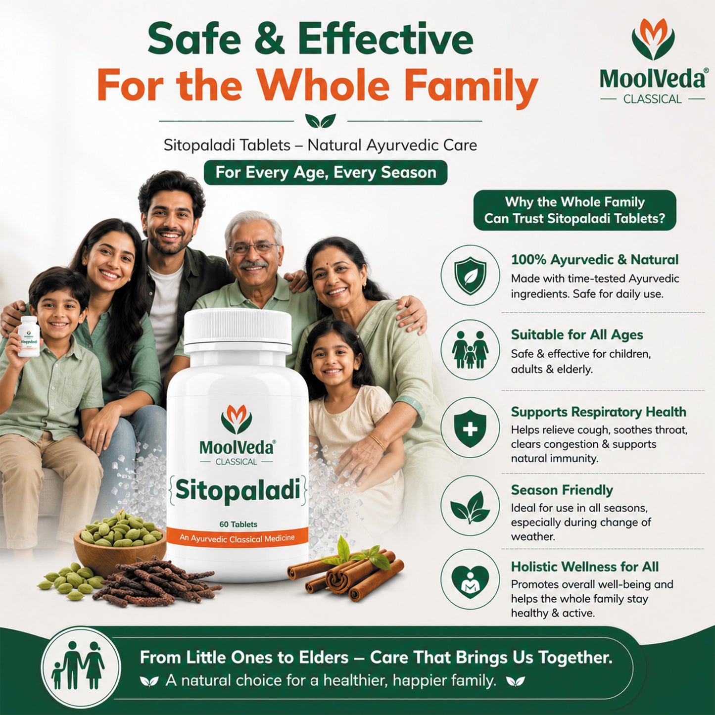 Moolveda Sitopaladi Tablet – 60 Tablets | Ayurvedic Formula for Cough, Cold & Immunity | Herbal Respiratory Support