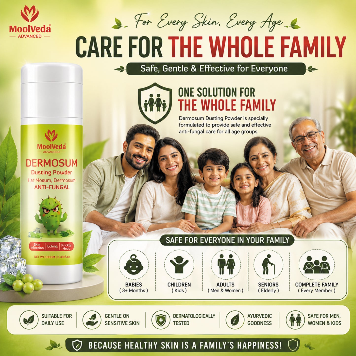 Moolveda Dermosum Anti fungal Dusting Powder, 100gm