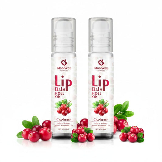 Moolveda 100% Edible Cranberry Lip Balm Roll on - 10ml (Pack Of 2 )
