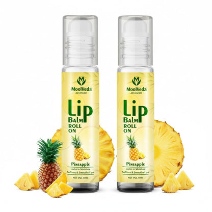 Moolveda 100% Edible Pineapple Lip Balm Roll on - 10ml (Pack of 2)