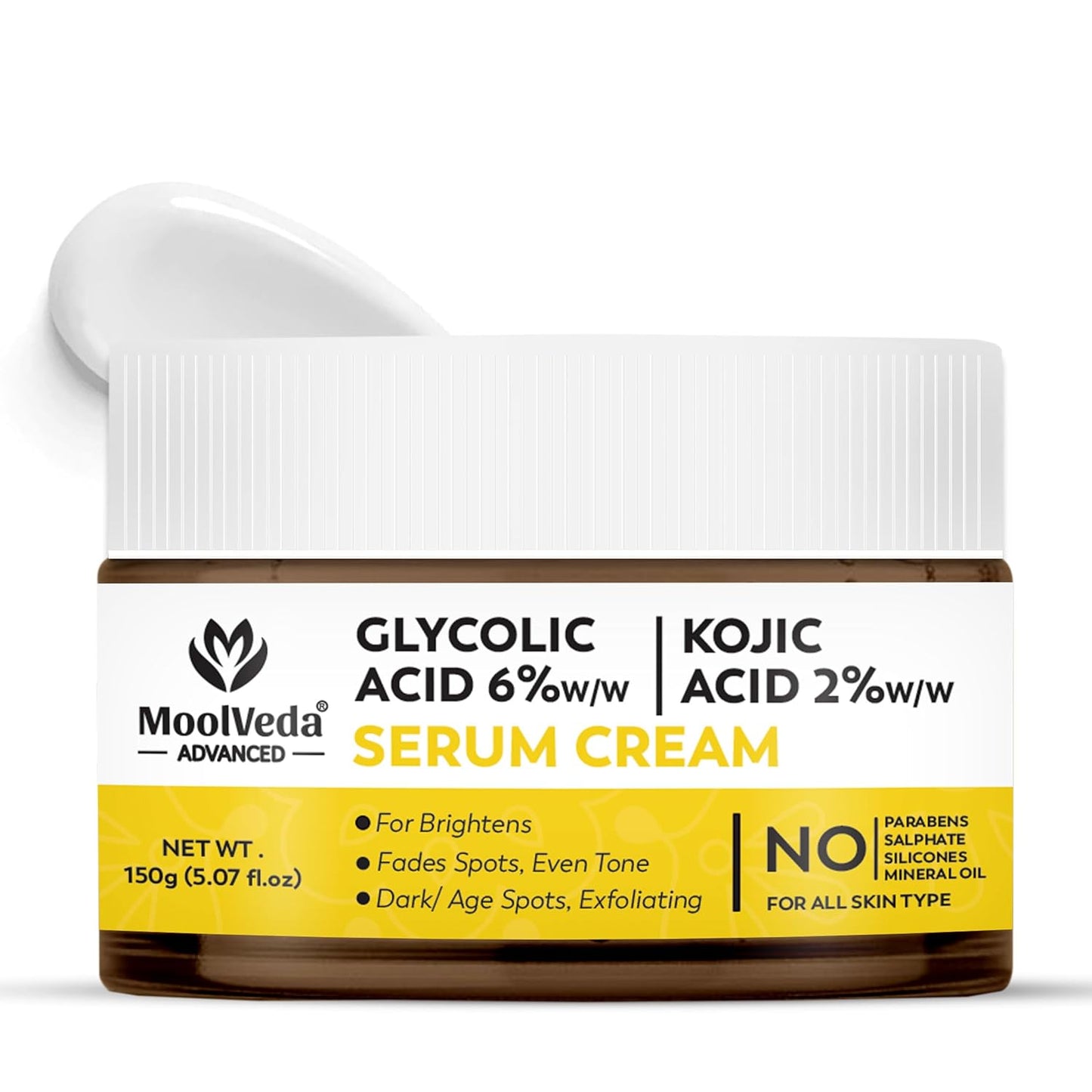 Moolveda 6% Glycolic & 2% Kojic Acid Serum Cream |  150gm