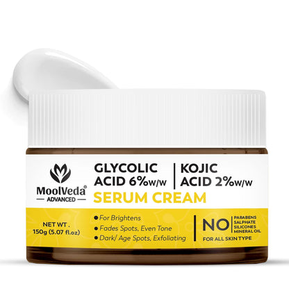 Moolveda 6% Glycolic & 2% Kojic Acid Serum Cream |  150gm