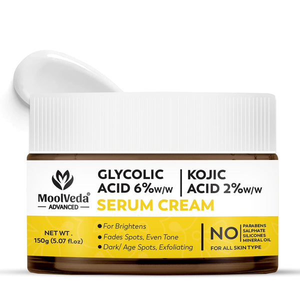 Moolveda 6% Glycolic & 2% Kojic Acid Serum Cream |  150gm