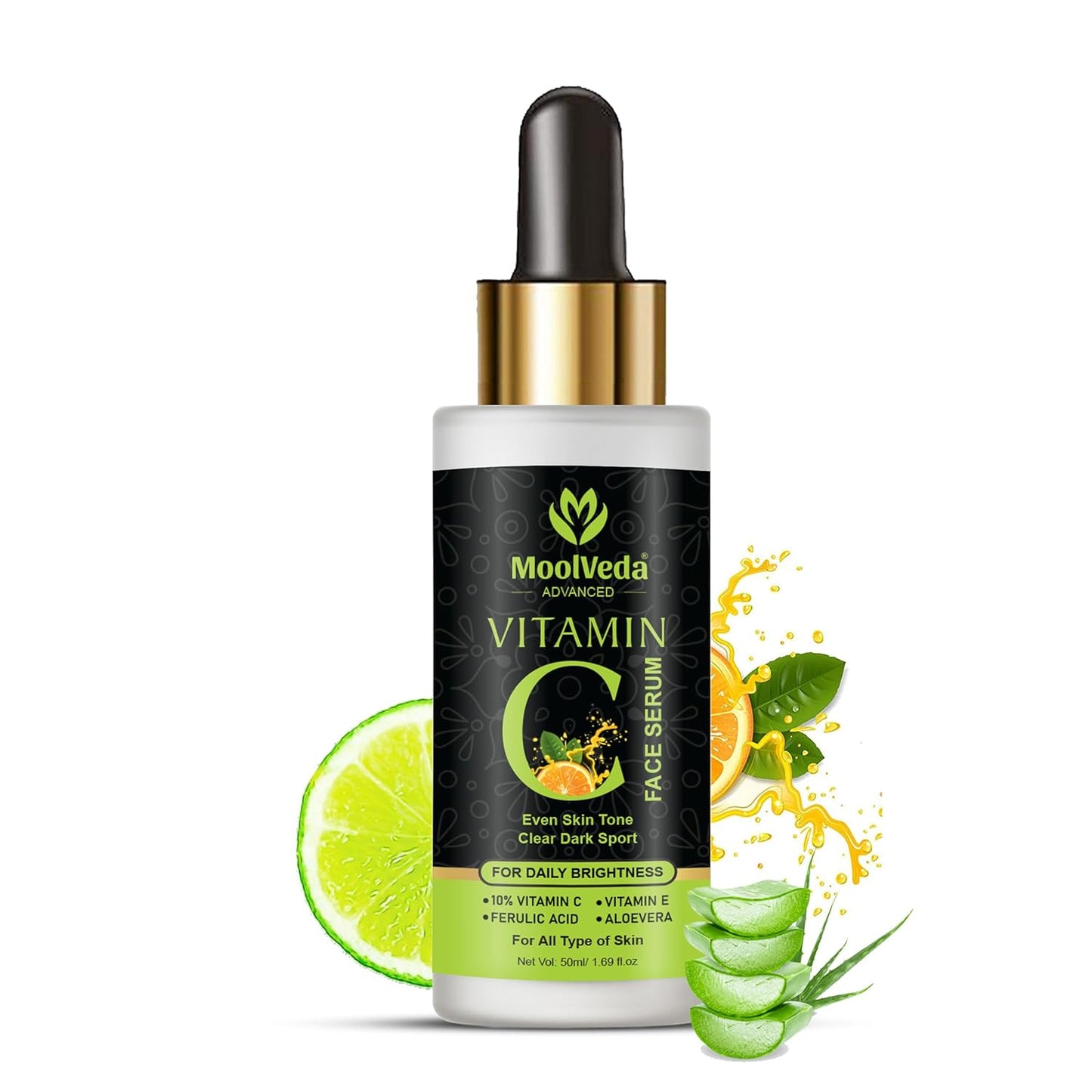 Moolveda Vitamin C Face Serum, Increases Skin's Glow Instantly and Reduces Spots Overtime, Bright Complete Vitamin C Booster, 50 ml