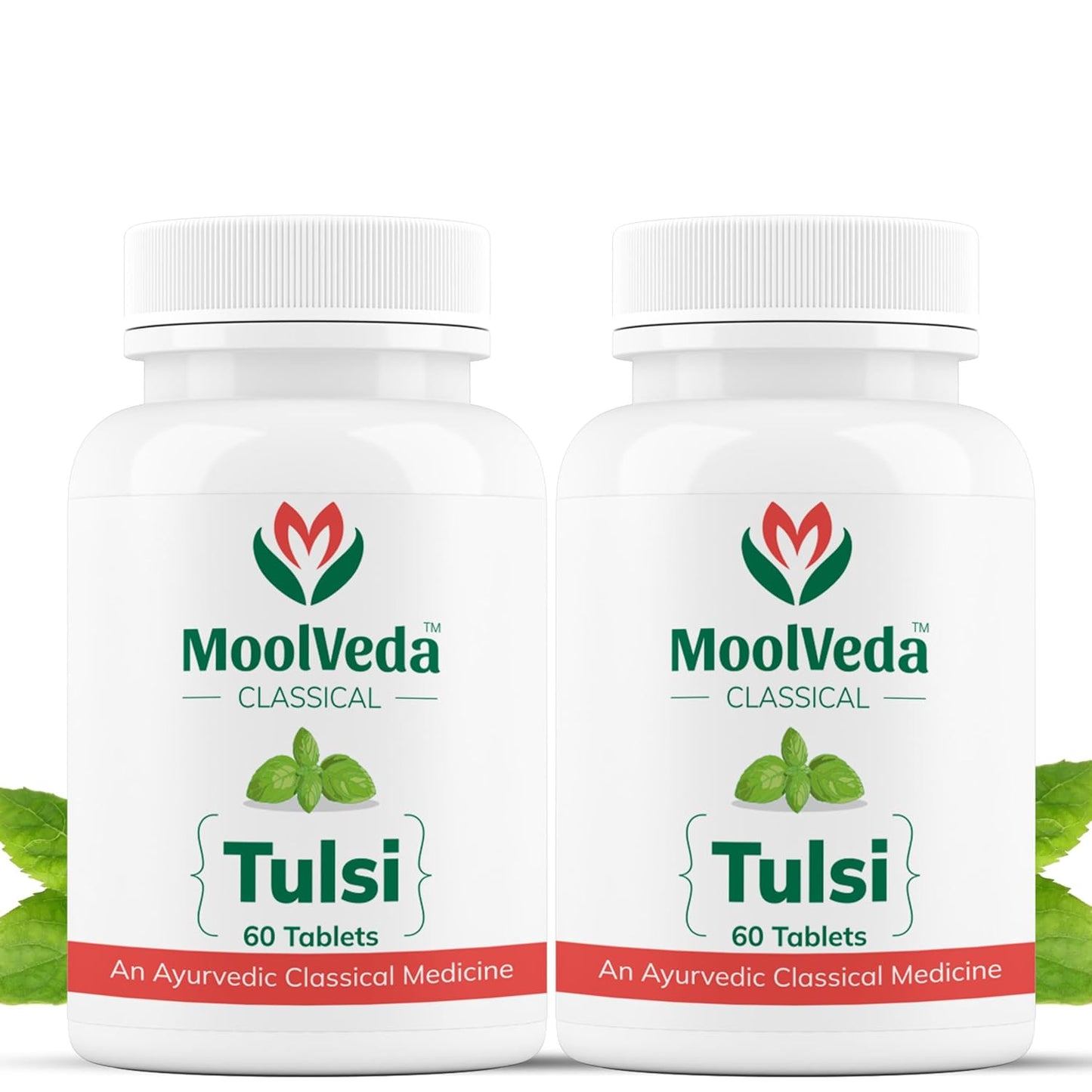 Moolveda Tulsi Tablets | Use For Natural Immunity Booster | Pure Herbs for Respiratory Wellness | 60 Veg Tabltes (Pack Of 2)