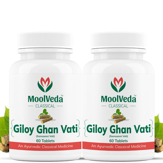 Moolveda 100% Pure and Natural Giloy Ghan Vati Tablet For Immunity Boosting, Use for Enhances Strength & Stamina, Detoxifies the Body (Pack Of 2)