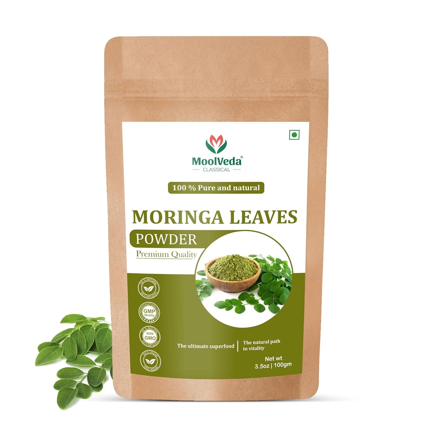 Moolveda Pure Moringa(Moringa oleifera) Leaves Powder, 100gm