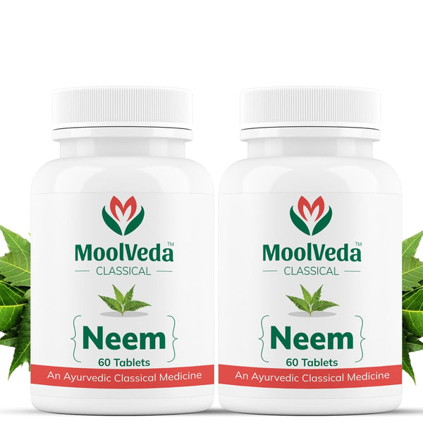 Moolveda Neem Tablets for Improves Skin Health | Supports Detoxification | 60 Veg Tablets (Pack of 2)