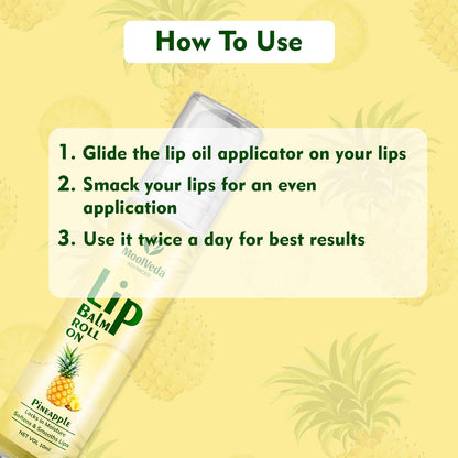 Moolveda Lip Balm Roll on with Pineapple & 100% edible ingredients & no chemicals, 10ml