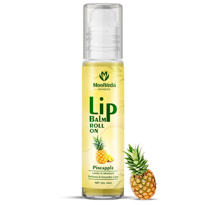 Moolveda Lip Balm Roll on with Pineapple & 100% edible ingredients & no chemicals, 10ml