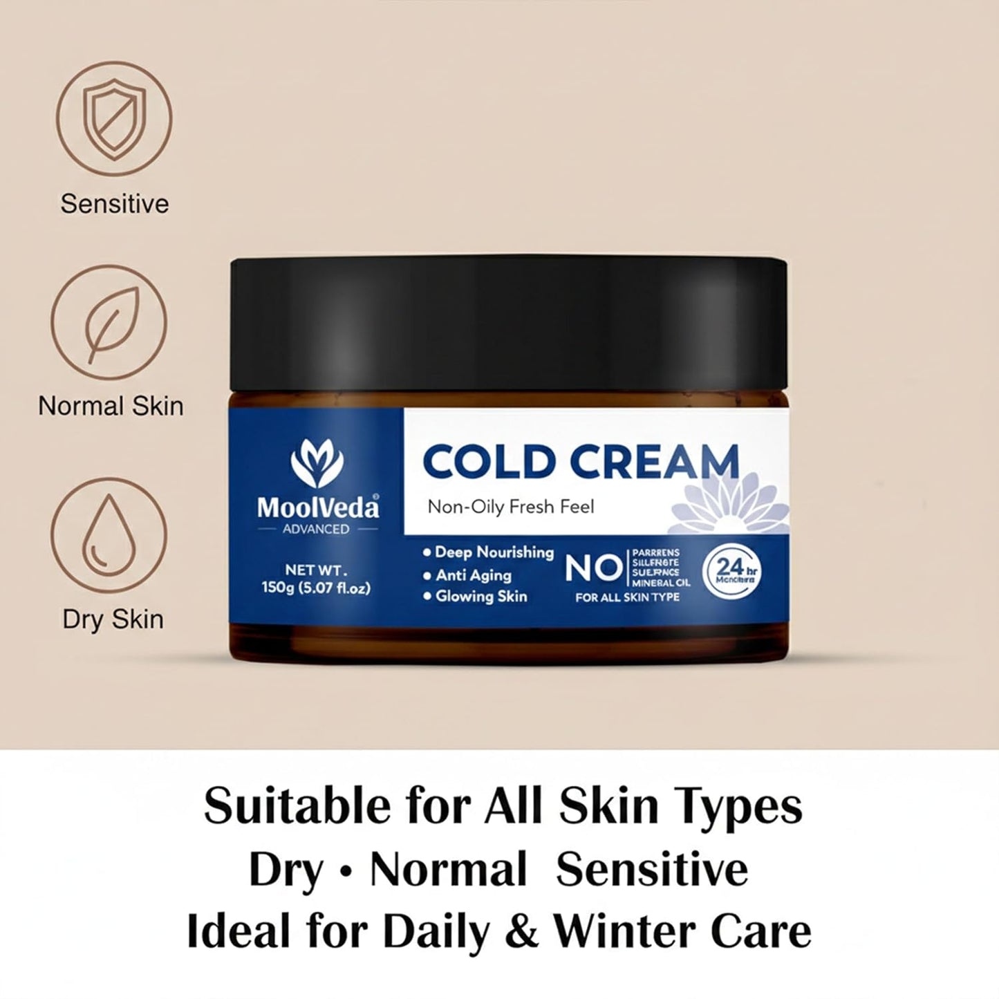 Moolveda Deep Nourishing Cold Cream for Winter, 100gm