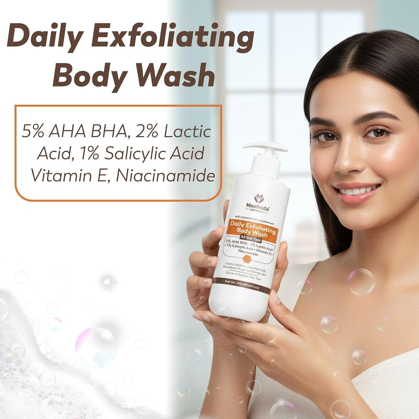 Moolveda Daily Exfoliating Body Wash Shower Gel 250ml