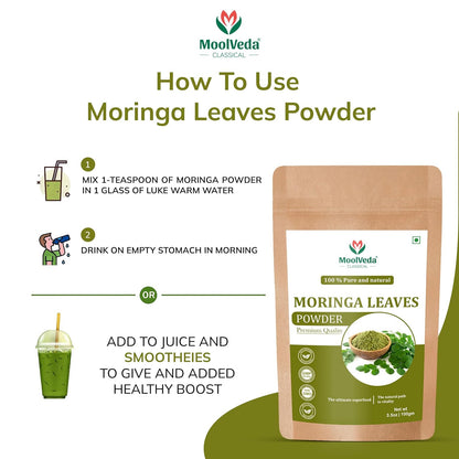Moolveda Pure Moringa(Moringa oleifera) Leaves Powder, 100gm