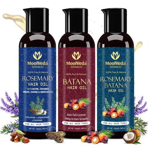Moolveda Pure Rosemary Batana, Rosemary Oil & Batana Oil Combo, Each 100ml