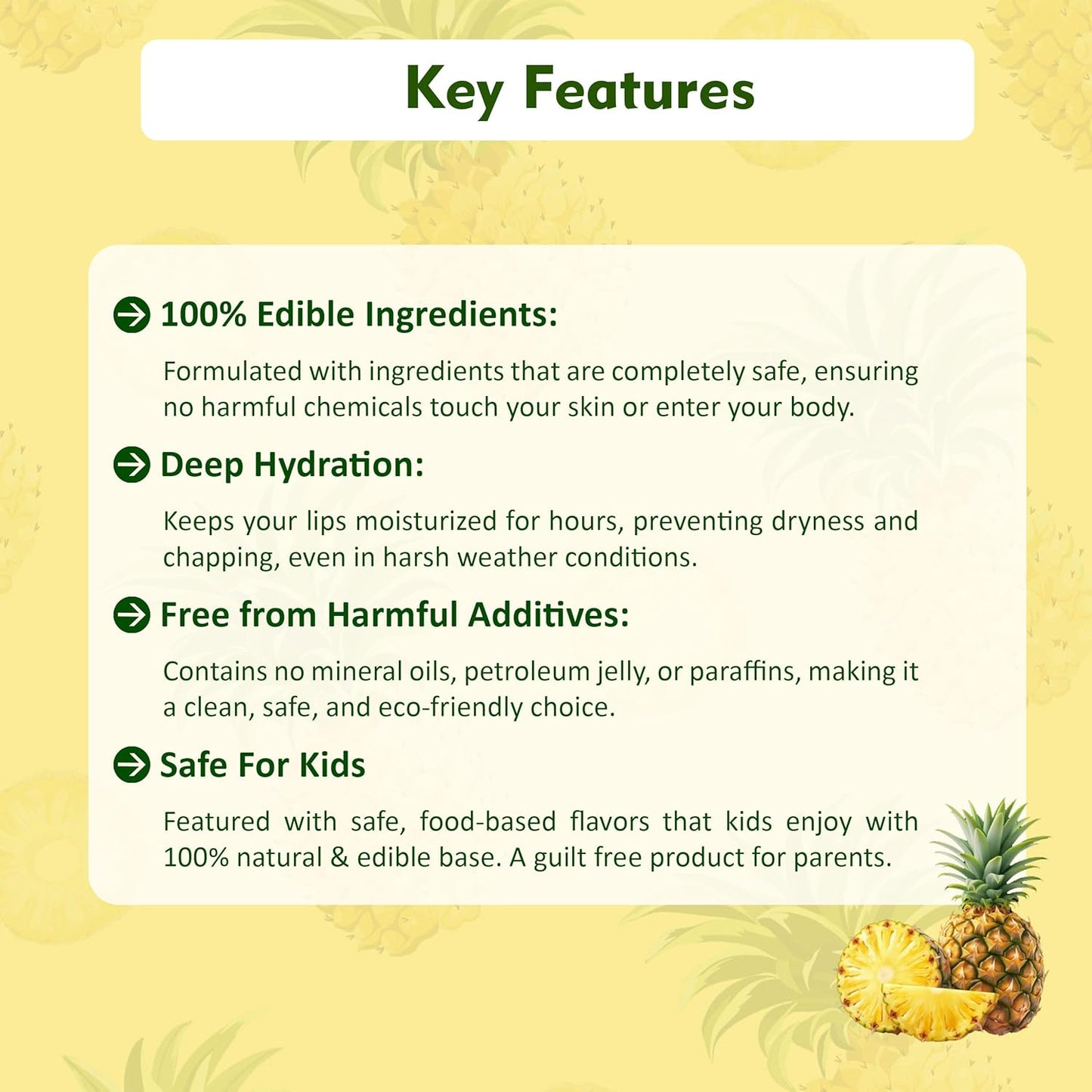 Moolveda Lip Balm Roll on with Pineapple & 100% edible ingredients & no chemicals, 10ml