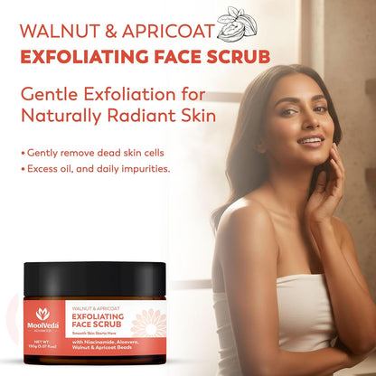 Moolveda Walnut & Apricoat Exfoliating Face Scrub, 150gm