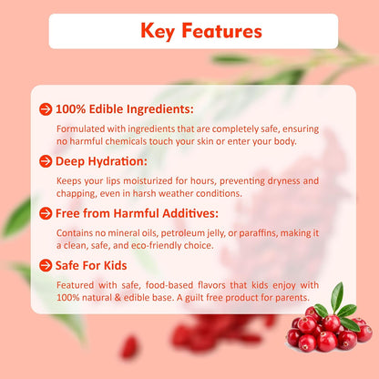 Moolveda 100% Edible Gojiberry Lip Balm Roll on - 10ml
