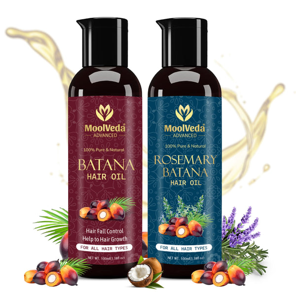 Moolveda Pure & Natural Batana & Rosemary Batana Hair Oil Combo, Each 100ml
