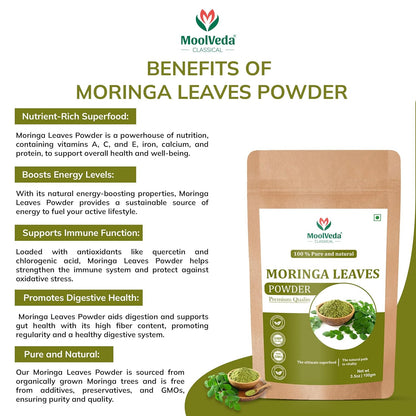 Moolveda Pure Moringa(Moringa oleifera) Leaves Powder, 100gm