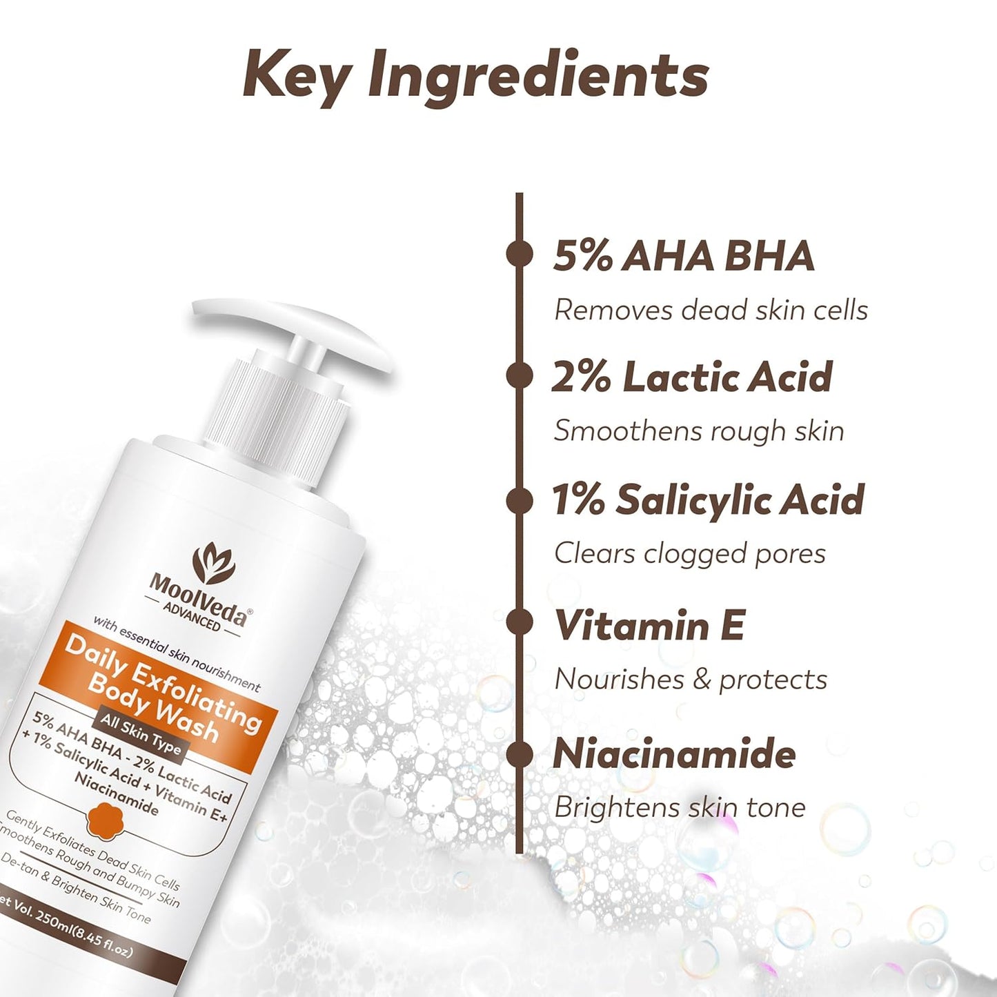 Moolveda Daily Exfoliating Body Wash Shower Gel 250ml