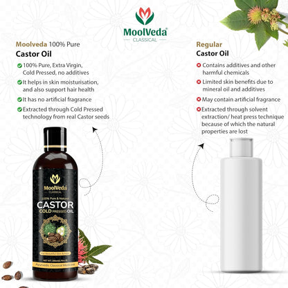 Moolveda Pure Cold Pressed Castor Hair Oil - 200ml