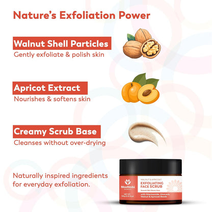 Moolveda Walnut & Apricoat Exfoliating Face Scrub, 150gm