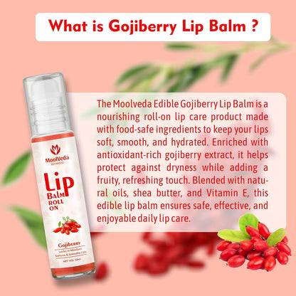 Moolveda 100% Edible Gojiberry Lip Balm Roll on - 10ml