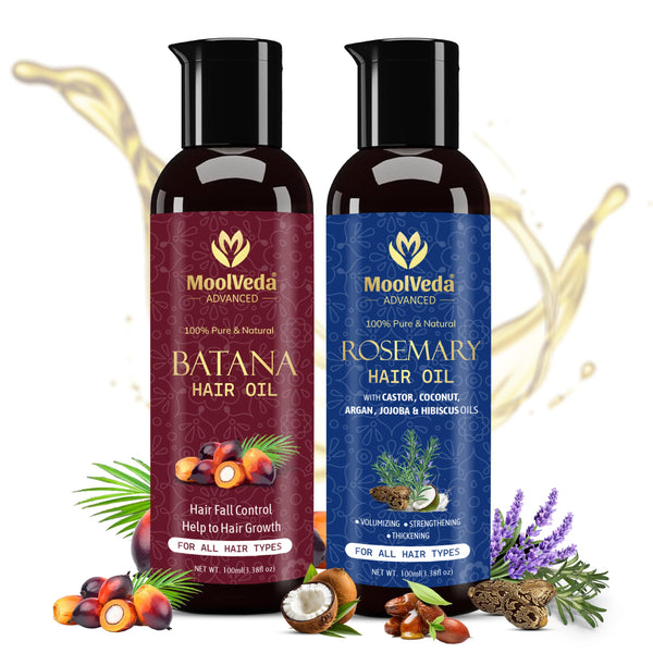 Moolveda Pure & Natural Batana & Rosemary Hair Oil Combo (Each 100 ml)