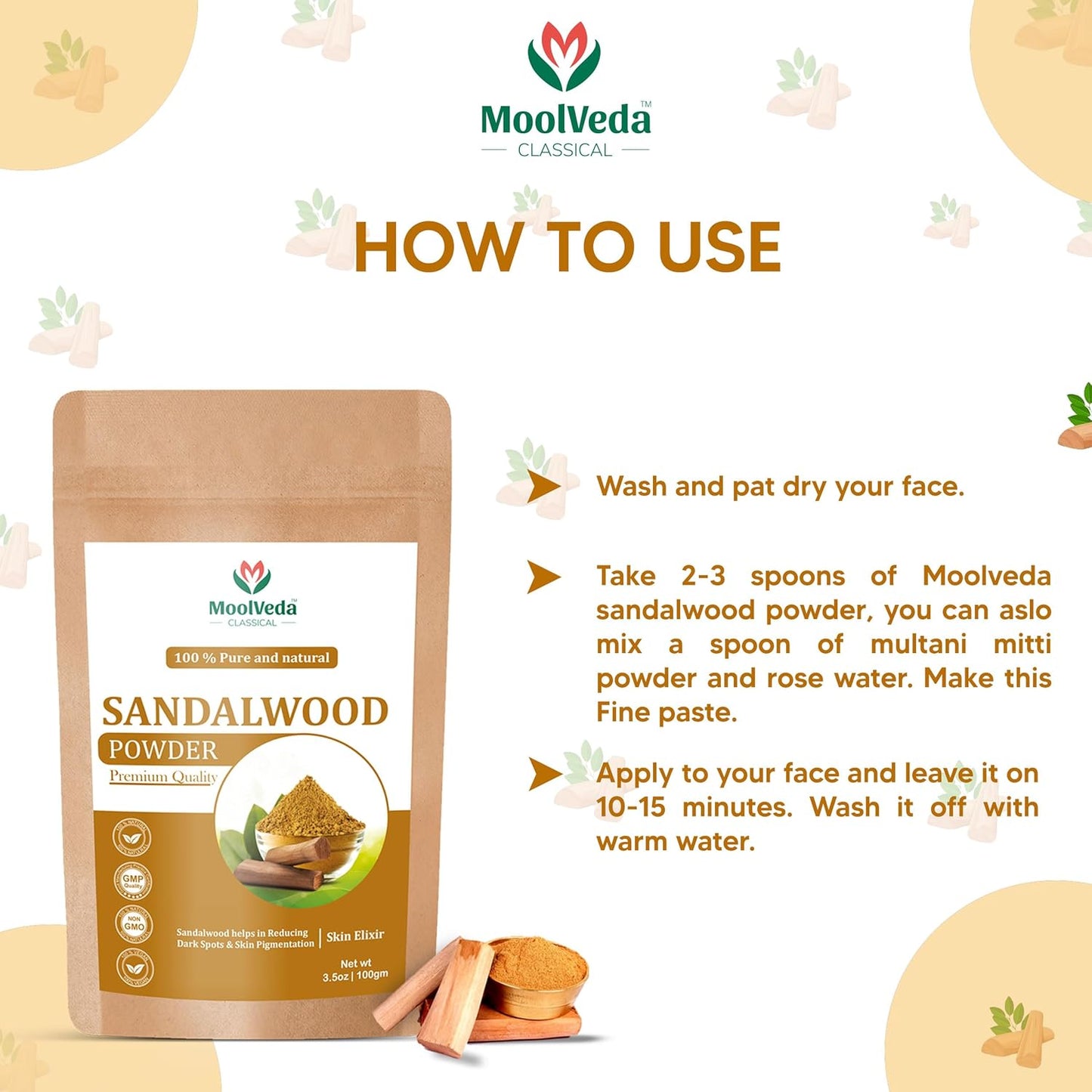 Moolveda Sandalwood Powder, 100 gm