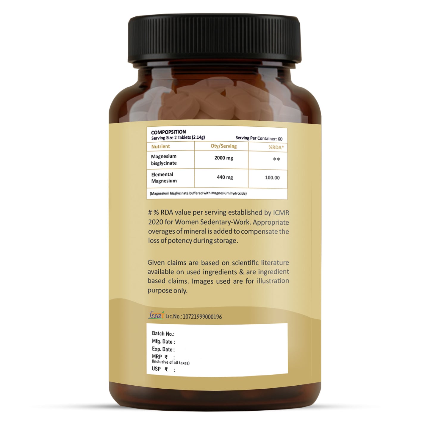 Magnesium Glycinate Tablets 2000mg | High Absorption Magnesium for Deep Sleep, Relaxation & Muscle Recovery | 120 Tablets