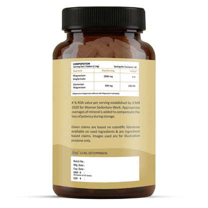 Magnesium Glycinate Tablets 2000mg | High Absorption Magnesium for Deep Sleep, Relaxation & Muscle Recovery | 120 Tablets