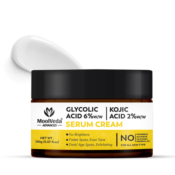 Moolveda 6% Glycolic & 2% Kojic Acid Serum Cream |  150gm