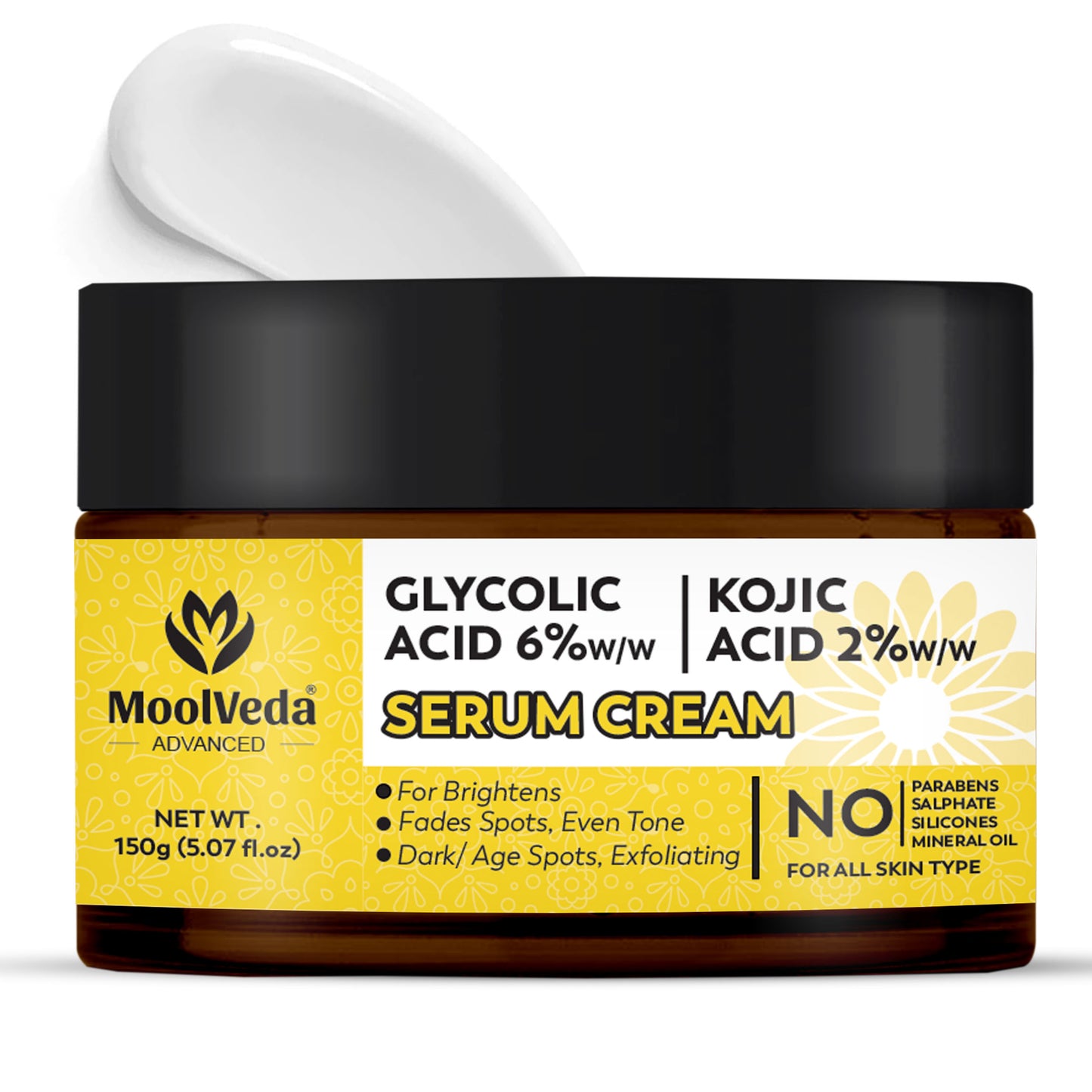 Moolveda 6% Glycolic & 2% Kojic Acid Serum Cream |  150gm