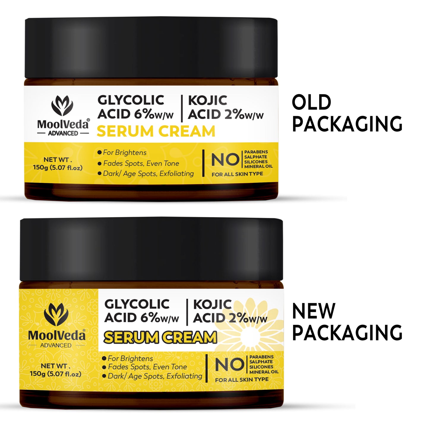 Moolveda 6% Glycolic & 2% Kojic Acid Serum Cream |  150gm