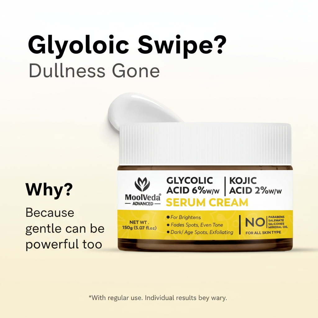Moolveda 6% Glycolic & 2% Kojic Acid Serum Cream |  150gm