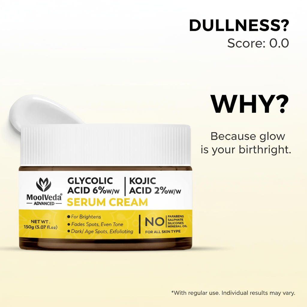 Moolveda 6% Glycolic & 2% Kojic Acid Serum Cream |  150gm