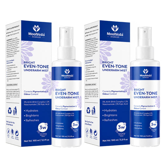 Bright Even-Tone Under Arm Mist | Lightweight Brightening Spray for Dark Underarms | Pigmentation Removal & Odour Control | Natural Skin Whitening Mist | 100ml (Pack Of 2)